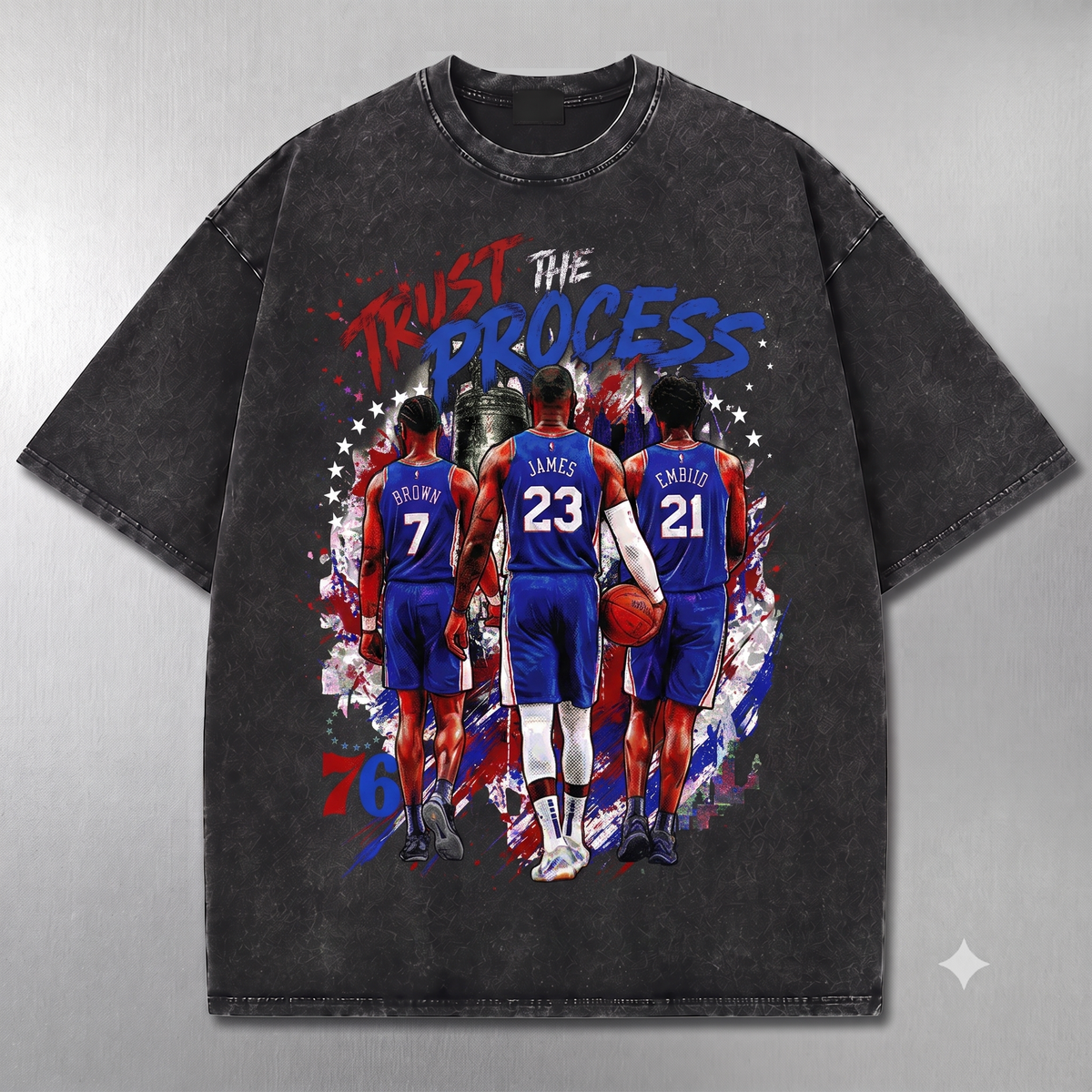 Philadelphia 76ers James #23 Retro Basketball Oversized Tee
